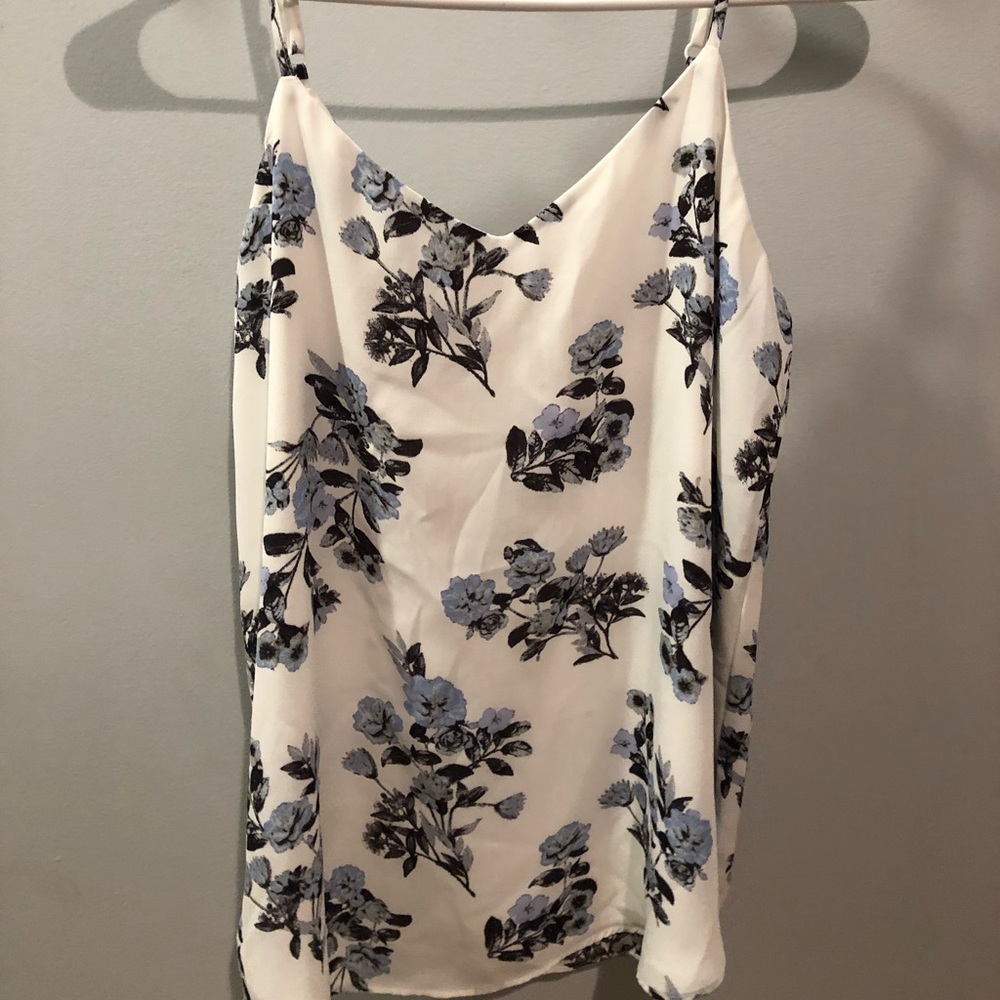 white flowery tank top